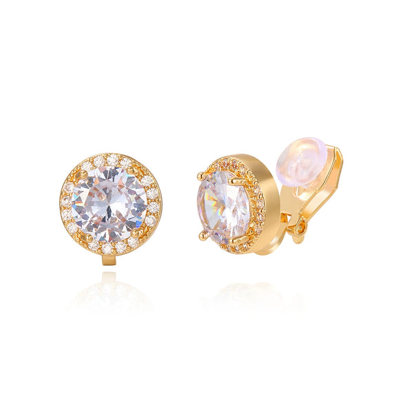 Fashion Metallic Women's Ear Clip Without Ear Holes Copper Geometric Style Set With Diamonds