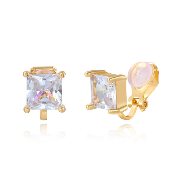 Fashion Metallic Women's Ear Clip Without Ear Holes Copper Geometric Style Set With Diamonds