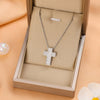 Fashion Microembedded Cross Necklace Titanium Steel Mixed Gemstone Inlay Geometric O Chain Electroplating