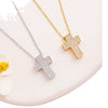 Fashion Microembedded Cross Necklace Titanium Steel Mixed Gemstone Inlay Geometric O Chain Electroplating