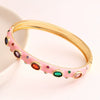 Fashion Microencrusted Zirconium Multicolor Oil Dripping Copper Plated Real Gold Bracelet For Women