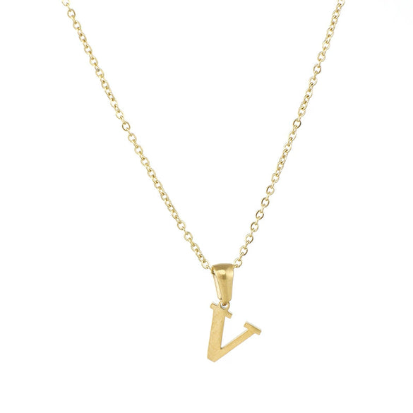Fashion Mini Letter 316L Stainless Steel Necklace For Women With Electroplating Treatment
