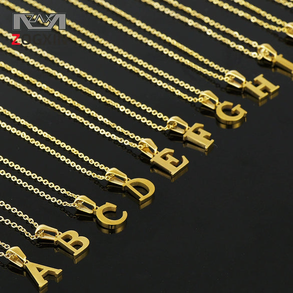 Fashion Mini Letter 316L Stainless Steel Necklace For Women With Electroplating Treatment
