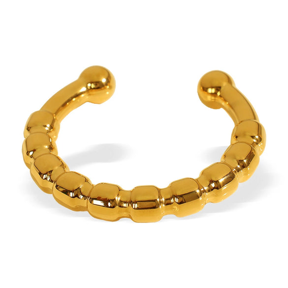 Fashion Minimalist Geometric 316L Stainless Steel Cshaped Open Bracelet 18K Goldplated