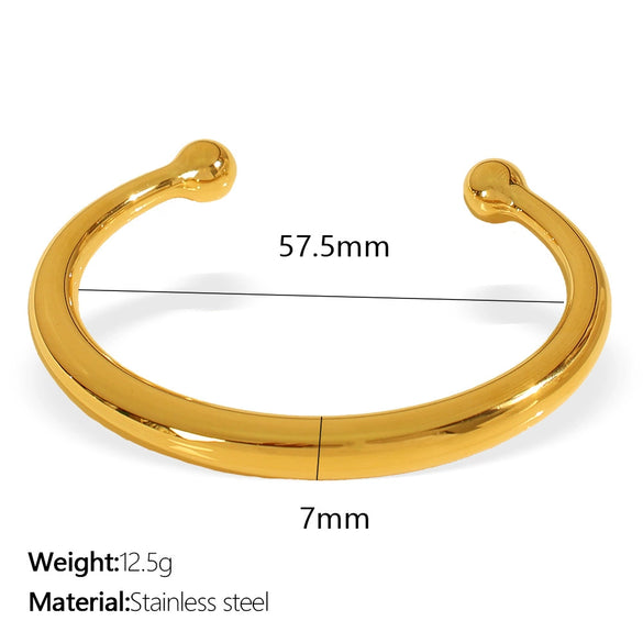 Fashion Minimalist Geometric 316L Stainless Steel Cshaped Open Bracelet 18K Goldplated