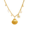 Fashion Minimalist Stainless Steel Goldplated Shell Round Threedimensional Butterfly Starfish Pendant Chain Necklace For Women