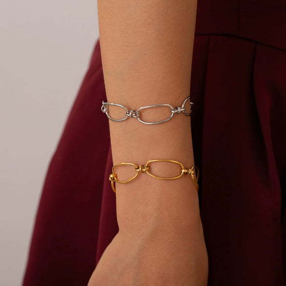 Fashion Minimalistic Casual Allmatch Jewelry Geometric Shaped 316L Stainless Steel Goldplated Bracelet
