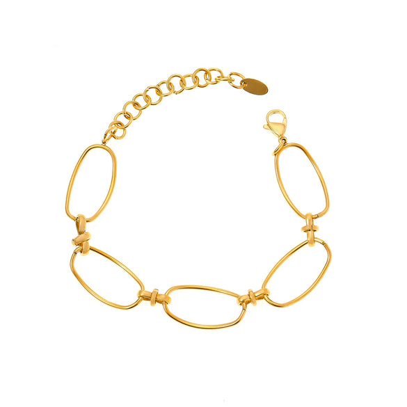 Fashion Minimalistic Casual Allmatch Jewelry Geometric Shaped 316L Stainless Steel Goldplated Bracelet