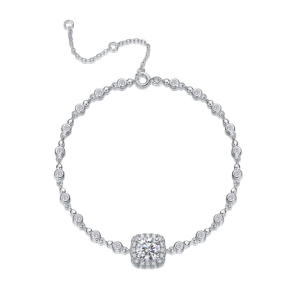 Fashion Moissanite S925 Sterling Silver Geometric Design Women's Light Luxury Highend Bracelet Set With Diamonds