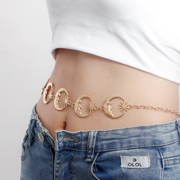 Fashion Moon Metal Plating Waist Chain