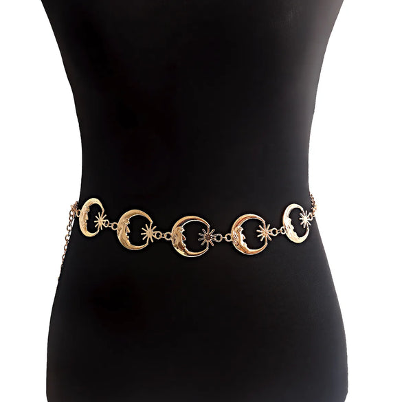 Fashion Moon Metal Plating Waist Chain