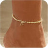 Fashion Multi Layer Bowknot Beaded Copper Anklet Geometric Foot Jewelry Unisex Accessory