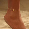 Fashion Multi Layer Bowknot Beaded Copper Anklet Geometric Foot Jewelry Unisex Accessory
