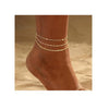 Fashion Multi Layer Bowknot Beaded Copper Anklet Geometric Foot Jewelry Unisex Accessory