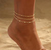 Fashion Multi Layer Bowknot Beaded Copper Anklet Geometric Foot Jewelry Unisex Accessory