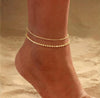 Fashion Multi Layer Bowknot Beaded Copper Anklet Geometric Foot Jewelry Unisex Accessory