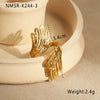 Fashion Multi Layer Hollow Line Stainless Steel Open Ring With Hammer Pattern And 18K Gold Plating For Women