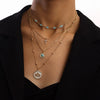 Fashion Multi Layer Small Hole Chain Hollow Flower Diamond Cross Pendant Necklace For Women Alloy Material Geometric Pattern Electroplating Design