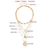 Fashion Multi Layer Small Hole Chain Hollow Flower Diamond Cross Pendant Necklace For Women Alloy Material Geometric Pattern Electroplating Design