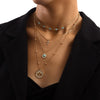 Fashion Multi Layer Small Hole Chain Hollow Flower Diamond Cross Pendant Necklace For Women Alloy Material Geometric Pattern Electroplating Design
