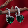 Fashion Multicolor Zircon Love Earrings Temperament Peach Heart Crystal Jewelry Made Of Copper With Geometry Design