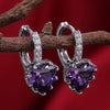 Fashion Multicolor Zircon Love Earrings Temperament Peach Heart Crystal Jewelry Made Of Copper With Geometry Design