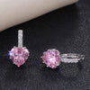 Fashion Multicolor Zircon Love Earrings Temperament Peach Heart Crystal Jewelry Made Of Copper With Geometry Design
