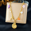 Fashion Multielement Pendant Necklace Stainless Steel Goldplated With Animal Zodiac Shapes For Women