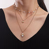 Fashion Multilayer Heartshaped Pearl Angel Wings Alloy Necklace For Female With Electroplating Treatment