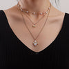 Fashion Multilayer Heartshaped Pearl Angel Wings Alloy Necklace For Female With Electroplating Treatment