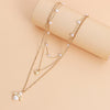 Fashion Multilayer Heartshaped Pearl Angel Wings Alloy Necklace For Female With Electroplating Treatment