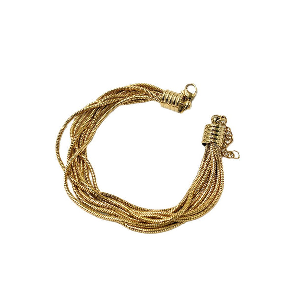 Fashion Multilayer Stitching Snake Bone Chain Stainless Steel Vacuum Electroplated Real Gold Bracelet