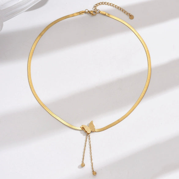 Fashion Multilayered Butterfly Ins Style Animal Zodiac Stainless Steel And Titanium Steel Necklace For Women