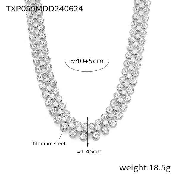 Fashion Multiround Stitching Batch Flower Chain Jewelry Suit Titanium Steel Light Luxury Bracelet Necklace With Electroplating Design