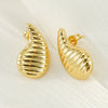 Fashion Natural Drop Shape Titanium Steel 18K Gold Plated Earrings For Women