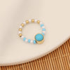 Fashion Natural Stone Ring And Pearl Bracelet Handmade Stainless Steel Jewelry