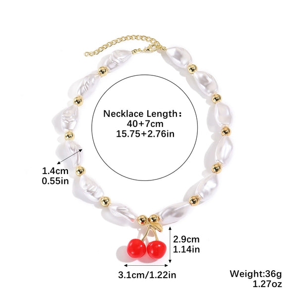 Fashion Necklace Alloy Handmade Beaded With Fruit Strawberry Pineapple Electroplating For Women