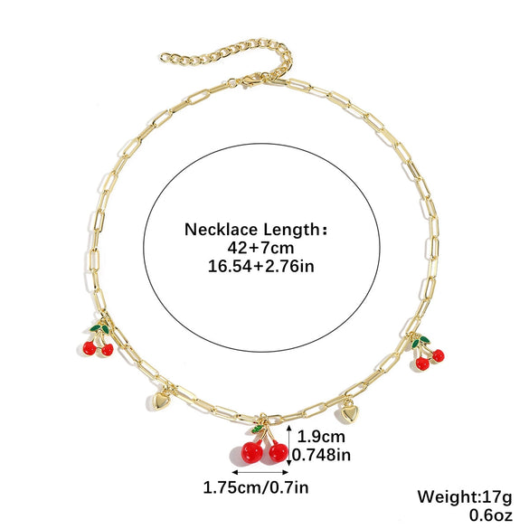 Fashion Necklace Alloy Handmade Beaded With Fruit Strawberry Pineapple Electroplating For Women