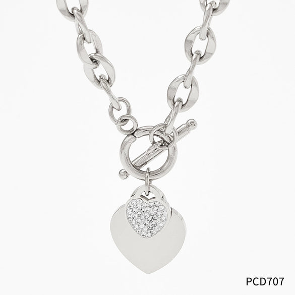 Fashion Necklace Bracelet Jewelry Set With Love Peach Shape In Stainless Steel And Titanium Steel Electroplated With Love Water Drops Bell Patterns For Women