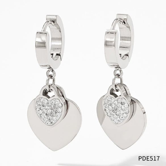 Fashion Necklace Bracelet Jewelry Set With Love Peach Shape In Stainless Steel And Titanium Steel Electroplated With Love Water Drops Bell Patterns For Women