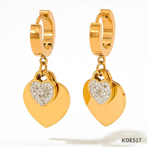Fashion Necklace Bracelet Jewelry Set With Love Peach Shape In Stainless Steel And Titanium Steel Electroplated With Love Water Drops Bell Patterns For Women