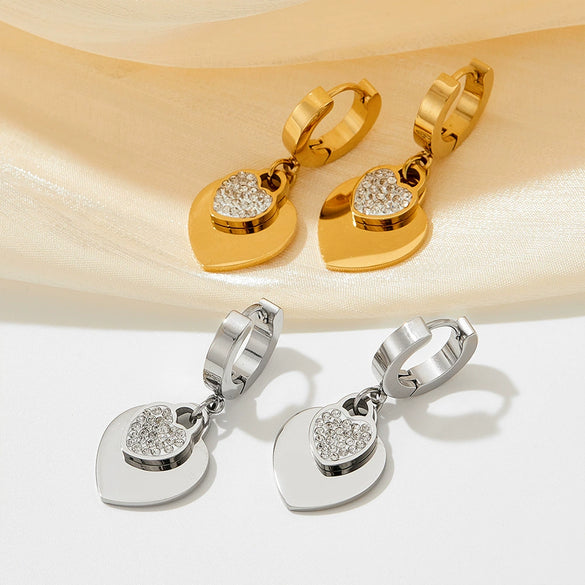 Fashion Necklace Bracelet Jewelry Set With Love Peach Shape In Stainless Steel And Titanium Steel Electroplated With Love Water Drops Bell Patterns For Women