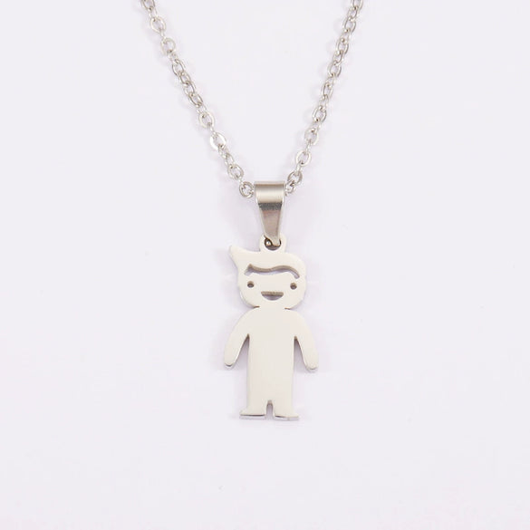 Fashion Necklace Stainless Steel Doll Pendant For Boys And Girls