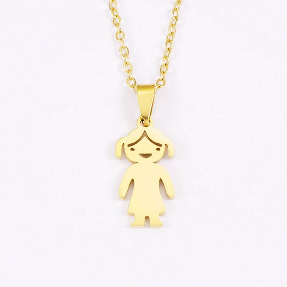 Fashion Necklace Stainless Steel Doll Pendant For Boys And Girls