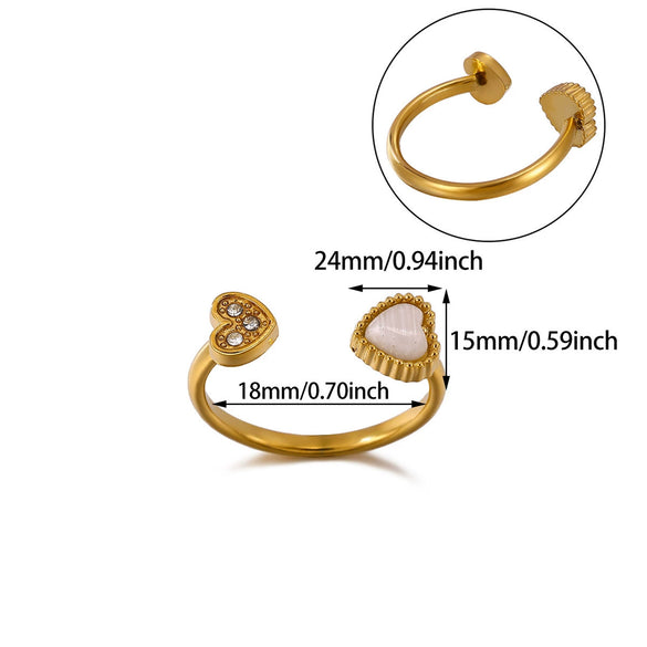 Fashion New Light Luxury Geometric Ins Style Fruit Shaped Inlaid With Gold Stainless Steel And Titanium Steel Zircon Open Ring For Women