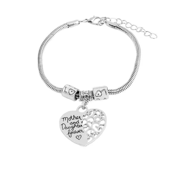 Fashion New Simple Letters Mother And Daughter Forever Heart-Shaped Tag Bracelet Wholesale Gooddiy