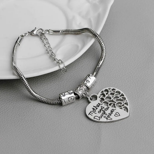 Fashion New Simple Letters Mother And Daughter Forever Heart-Shaped Tag Bracelet Wholesale Gooddiy