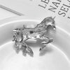 Fashion Niche Creative Retro High End Sense Alloy Oil Drop Enamel War Horse Animal Design Clothing Brooch