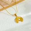 Fashion Niche Design Irregular Geometric Round Fanshaped Pearl Stainless Steel Gold Plated Pendant Necklace For Women
