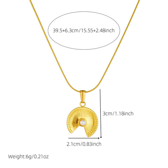Fashion Niche Design Irregular Geometric Round Fanshaped Pearl Stainless Steel Gold Plated Pendant Necklace For Women